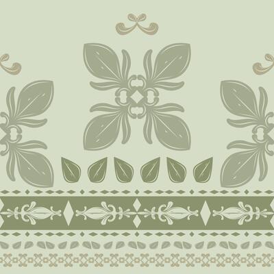 Classy Celadon Vintage Green Jade Tones Luxury Style Baroque Medieval Victorian Inspired for Beautiful Art Work Decoration. Delicate Floral Botanical Leaf Bud Petal Seamless Border Pattern Decoration