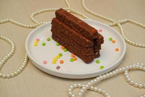 Elegant Chocolate Snack with Colorful Touch photo