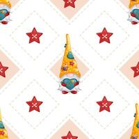 Gnome pattern with stars and festive elements vector