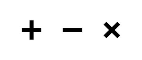 Add, remove, and delete icon. Positive, negative, and close symbol. Plus, minus, and cross sign vector