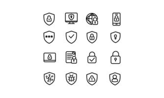 Security Icons set Shield, Lock, and Protection Symbols vector