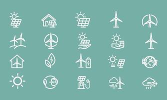 Eco and Sustainability Green Energy icon set vector