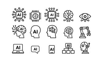 Artificial Intelligence Icons set vector