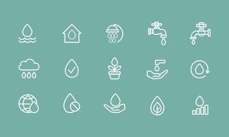 Water Conservation Icons Saving Water for Protecting Environment vector