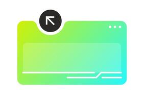 Gradient Popup UI Window Element with Arrow Icon for Interface Design. Green Gradient Color Scheme with Minimal Rounded Corners and Futuristic Details. vector