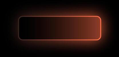 Glowing Neon Rounded Button UI Element with Orange Light Effect on Dark Background. Futuristic Tech Interface Style for App or Web Design. vector