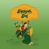 Illustration for Happy Hariyali Teej greeting card, banner, poster, and social media feed template with festival and traditional decorative elements. vector