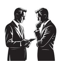 Two officer conversation silhouette vector