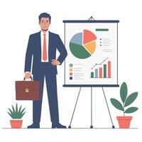 Businessman with graph chart vector