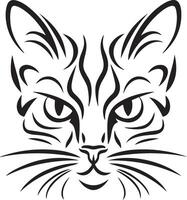 a cat's face is shown in black and white vector