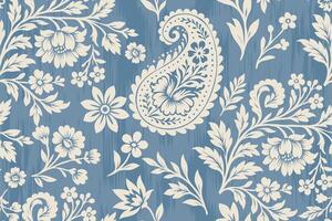 Seamless ethnic ikat paisley floral embroidery pattern with decorative Indian and African motifs, boho style textile border design for fabric, traditional abstract ornament pattern illustration. vector