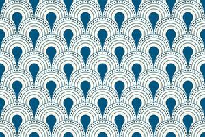 Seamless geometric art deco pattern with vintage arches and dotted semicircles in blue and cream colors, ideal for wallpapers, fabric, backgrounds, retro designs, or surface decoration. vector