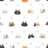 colorful cat faces pattern design vector