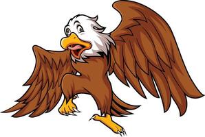 stupid eagle mascot is walking and flapping its wings to fly vector