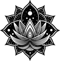 Intricate black floral mandala design black and white vector
