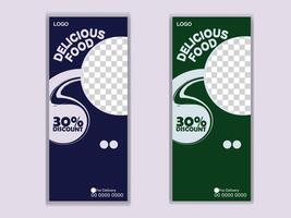 Delicious Food Roll Up pull up banner Design vector