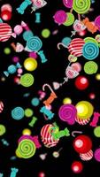 Colorful candies cascade against a dark backdrop, creating a lively and whimsical visual experience video