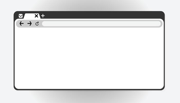 Illustration of a web browser with a blank webpage. Depicts a user interface concept emphasizing a simple design ideal for tech or user experience projects