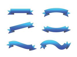 Collection of Blue Gradient Ribbons in Various Bold Designs vector