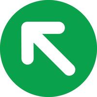 Green Circle Icon With White Arrow Pointing Upwards and to the Left. vector