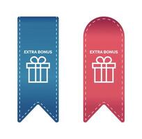 Two extra bonus ribbons with a gift box on them vector