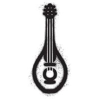 Sitar icons in graffiti style with black spray paint. vector
