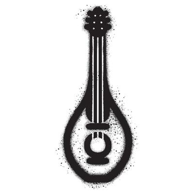 Sitar icons in graffiti style with black spray paint.