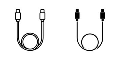 cable with Type-C Icon set. Symbol isolated white background. illustration. color editable. vector
