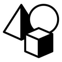 A black and white image of a cube and a triangle vector