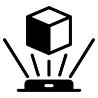 A black and white image of a cube with a light coming from it vector