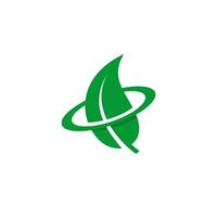 green leaf in the middle of the orbit circle vector