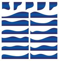 Blue Wavy Borders and Decorative Shapes, curve footer border, curve lines element graphic, curved shape for banner, leaflet and others design elements. vector