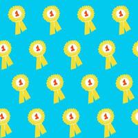 Award ribbon seamless pattern. Achievement, prize, 1st place, winner, number one background. Success. vector