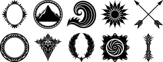 Decorative flourish border elements and icons for design projects silhouette vector
