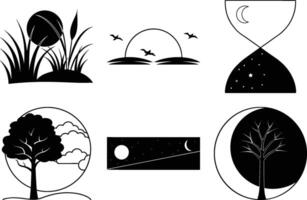 Collection of atmospheric iconography part four silhouette designs vector