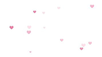 Pink hearts gently float across a white background video
