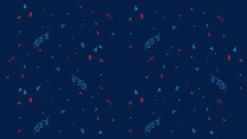 Colorful confetti shapes animate across a dark blue background, creating a festive and lively visual effect video