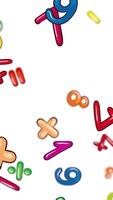 Vibrant numbers and symbols cascade against a white background, creating a dynamic and playful visual experience video