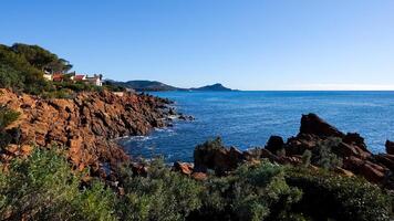 View of the Mediterranean and the coastline from Boulouris to Saint-Raphael photo
