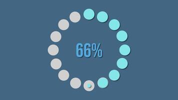 Circular progress animation with percentage increments on a blue background, transitioning smoothly from 5 to 100 in 8 seconds video