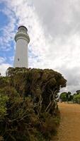 Lighthouse amidst nature on a cloudy day video