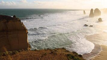 Waves crashing against iconic limestone video
