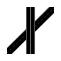 A black and white image of two roads crossing each other vector