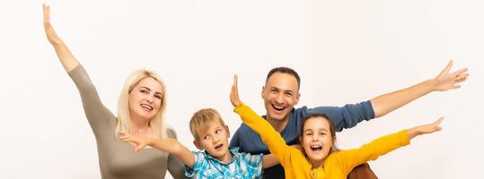 Cheerful family having fun while communicating photo