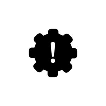 Icon of a gear with exclamation mark symbolizing alert in system notification vector