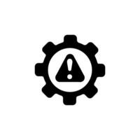 Icon of gear with warning exclamation mark sign inside for alert and settings notifications vector