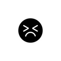 Icon of a face expressing strong emotion with x-shaped eyes on a black circle background vector