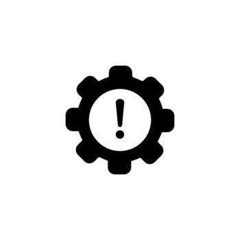 Icon of gear with exclamation mark for emphasis on settings or system notification vector