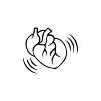 Heart artwork with vibrating motion symbolizing energy and dynamic movement vector