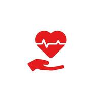 Icon of heart health symbol with protective hand in modern style design vector